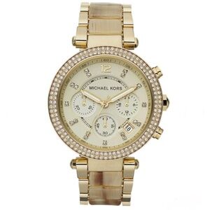 MICHAEL KORS MK PARKER 5632 BLOND TORTOISE WRIST QUARTZ BRACELET WATCH